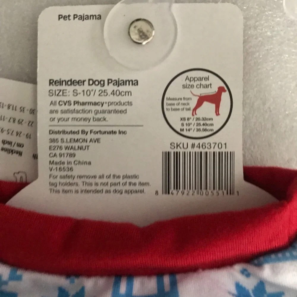 Pet Central Reindeer Dog Pajama NEW Size S-10”/25.40cm